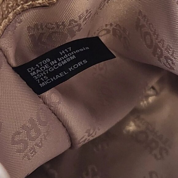 New Michael Kors Gold Ciara Eva Nylon Medium Cross Body Messenger Tall Zip Tote - Picture 14 of 15